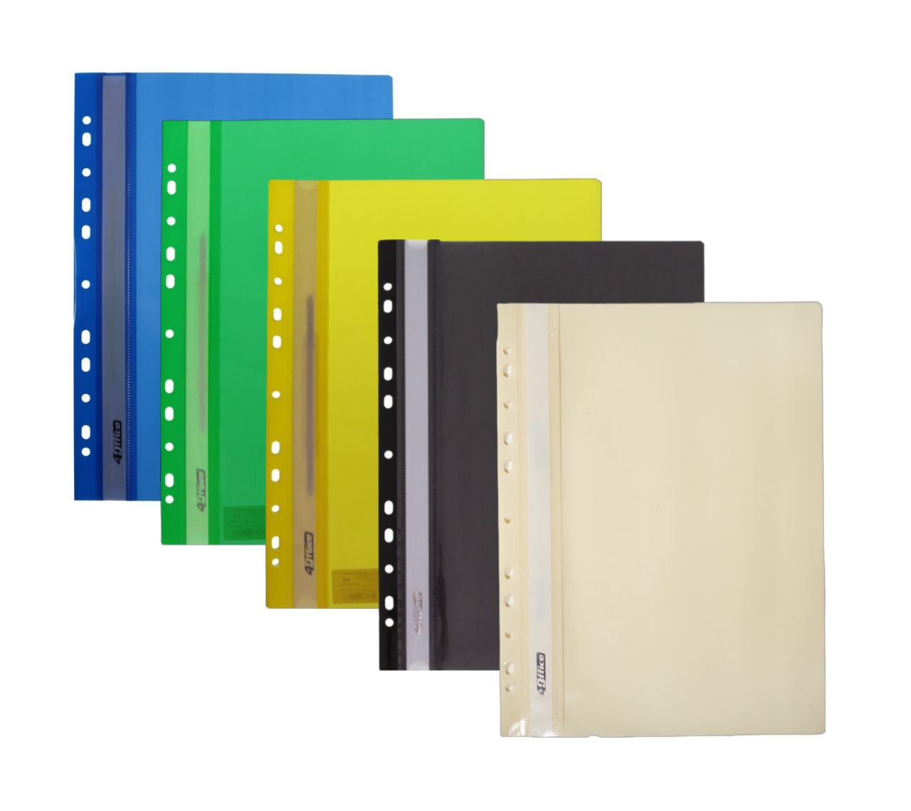 Папка-швидкозшивач 4OFFICE (4-240), А4, PP, 100/140 мкм. асорті